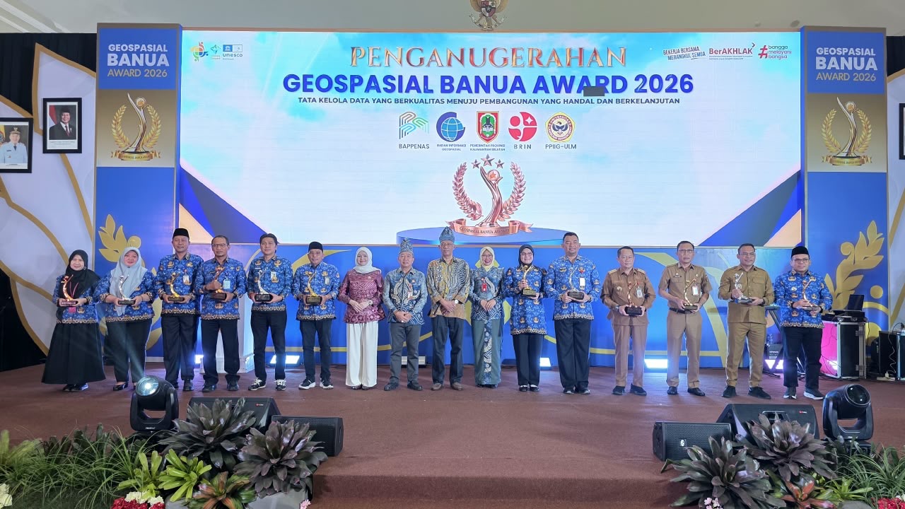 Penganugerahan Geospasial Banua Award 2026; Gubernur H. Muhidin Dorong Pengelolaan Data Geospasial yang Berkualitas